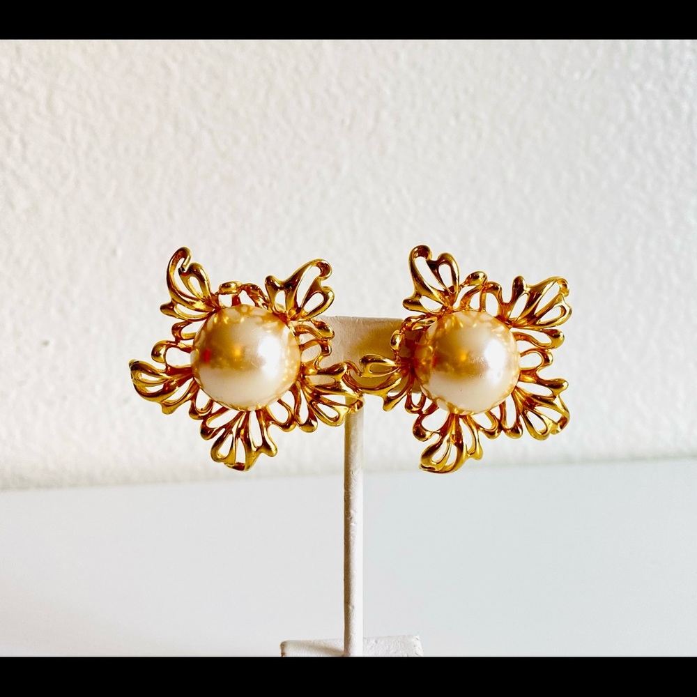 80s Vintage Erwin Pearl Large Earrings